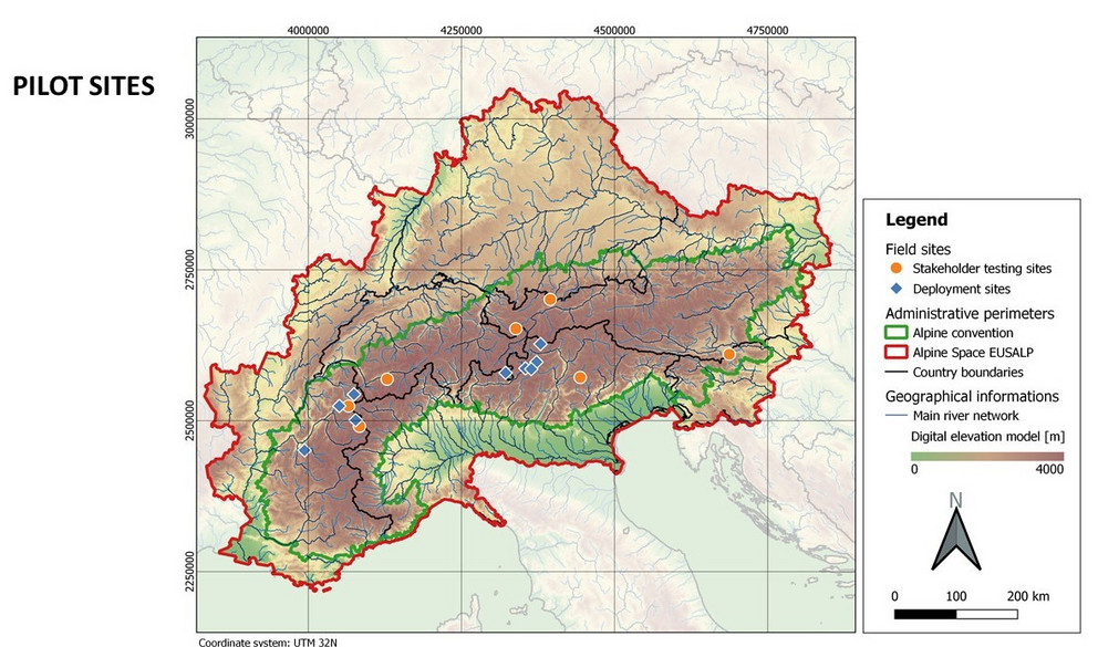 Karte Alpengebiet