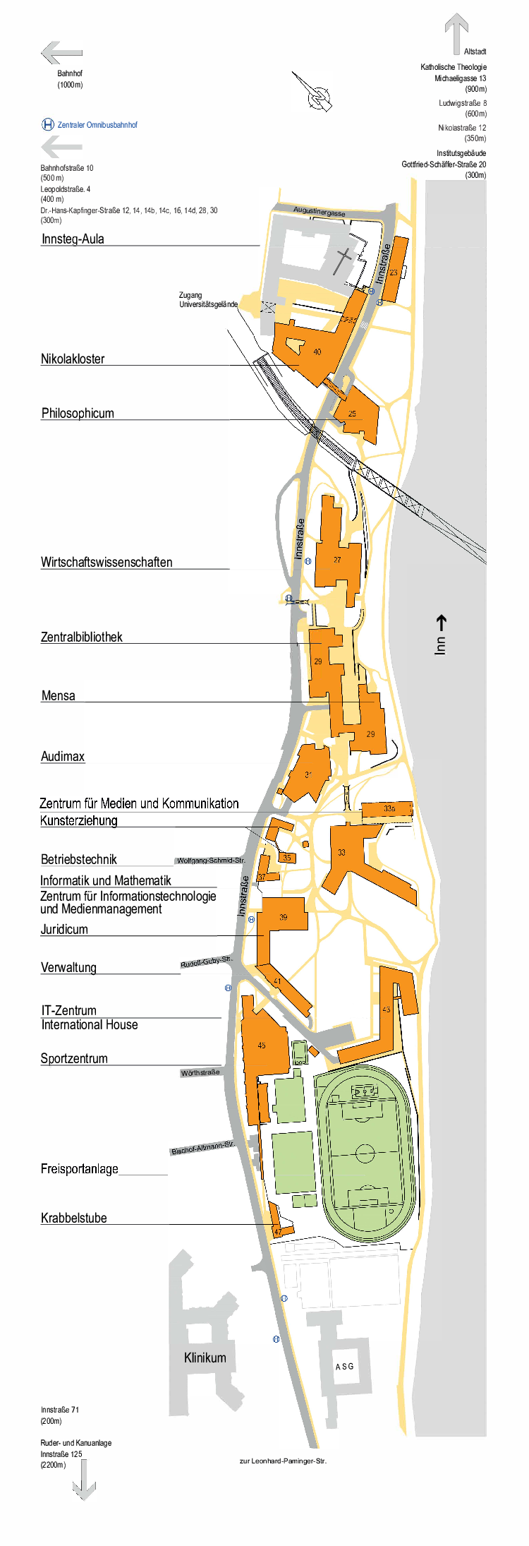 Lageplan Universität Passau