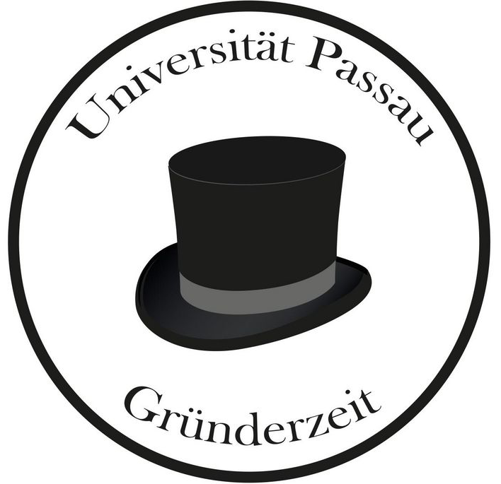 Gründerzeit Universität Passau: Zylinder mit Gründerzeit-Schriftzug