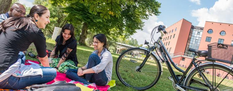 Foto mit Studierenden auf der Innwiese