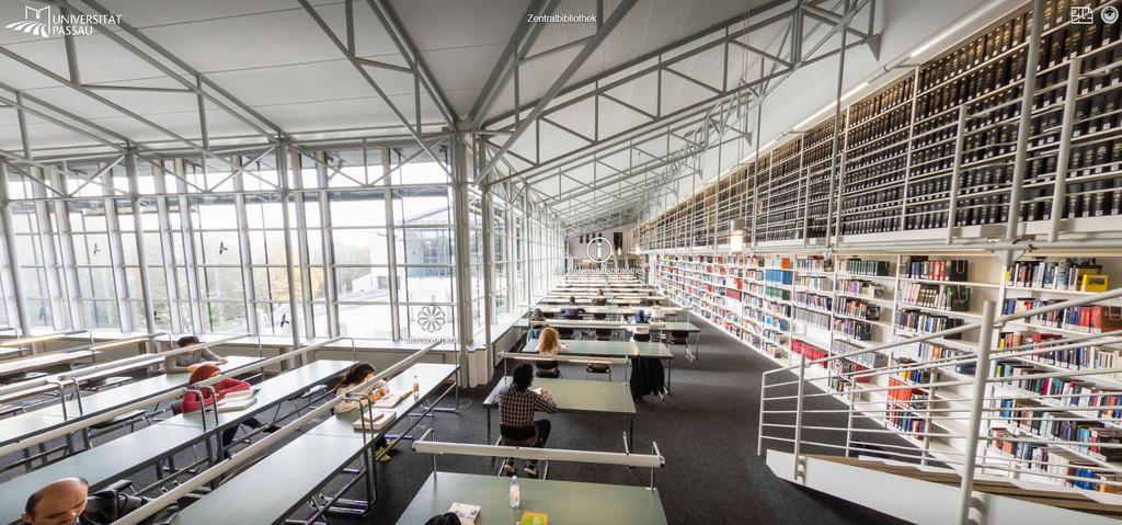 Campustour Screenshot: Lesesaal der Bibliothek, Blick Richtung Westen