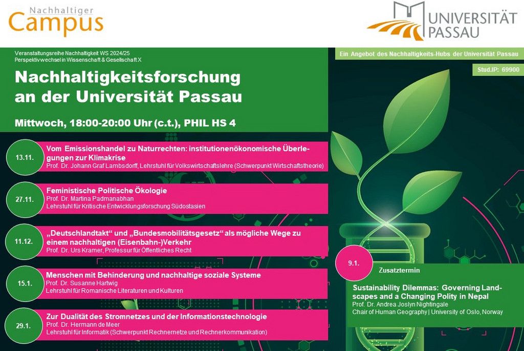 Poster of the lecture series on sustainability in WS 2024/25