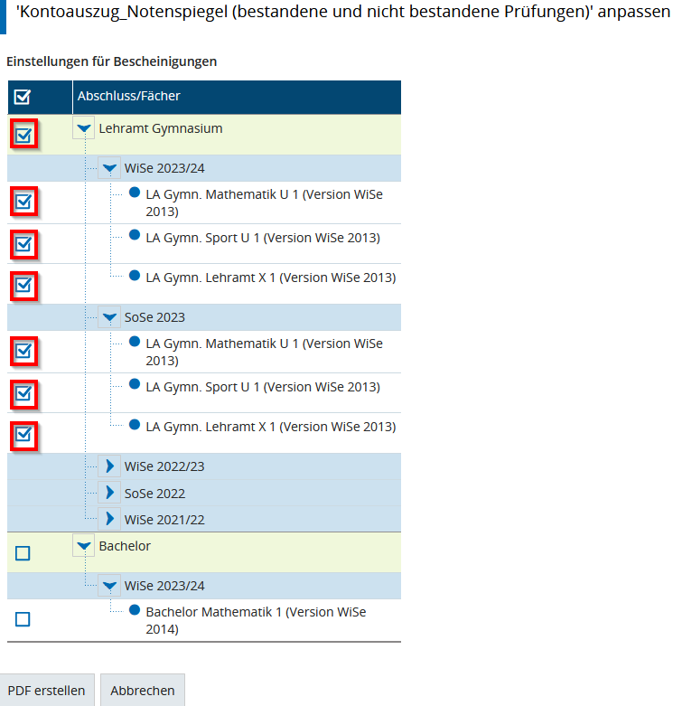 Screenshot Notenauszug Doppelstudium