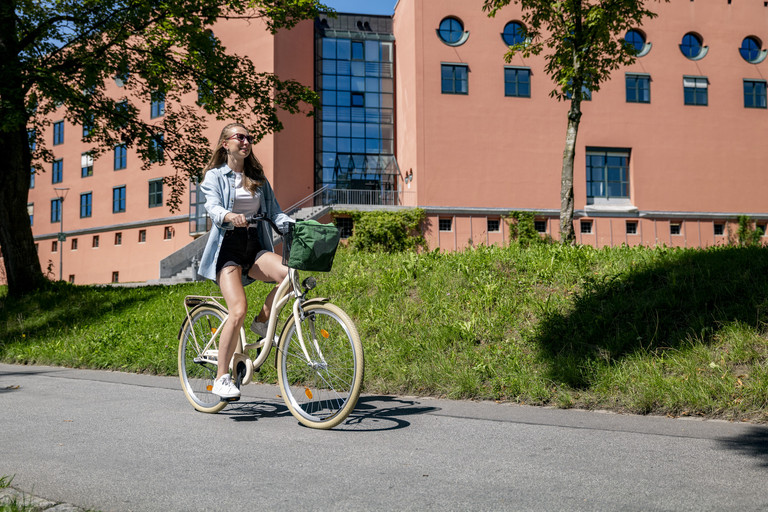 Cyclist on campus