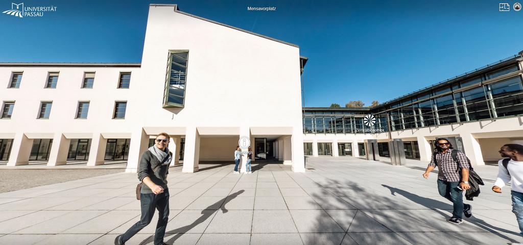 Screenshot from campus tour: looking North in library plaza