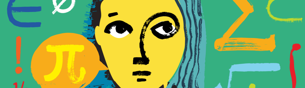 Colourful head of a woman on mint-green background Colourful head of a woman on mint-green background