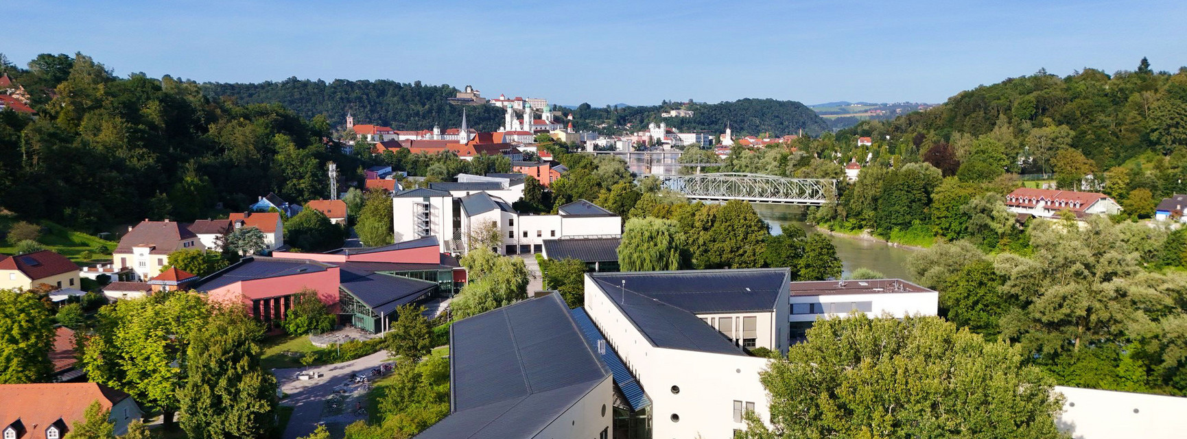 Aerial shot of University of Passau