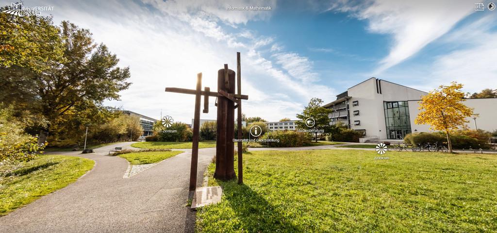 Campustour Screenshot: Blick von FIM Gebäude Richtung Westen