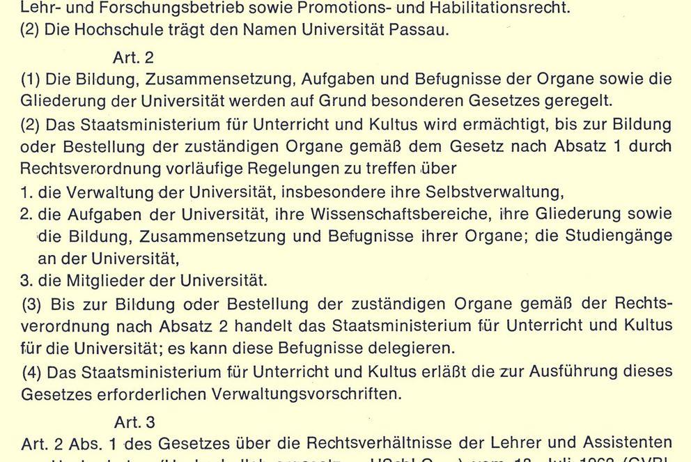 Gründungsgesetz Universität Passau 1972