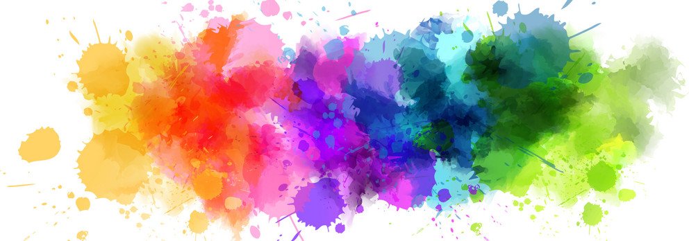 Bunte Farbkleckse auf weißem Hintergrund