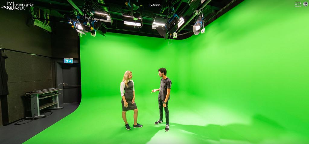 Campustour Screenshot: Blick auf den Green Screen